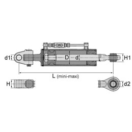 BARRE DE POUSSEE HYDRAULIQUE CHAPE-ROTULE LG 650-900 CAT2/3