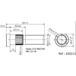GOUJON D'ESSIEU M22X1.50 LG82 AF CL.10.9