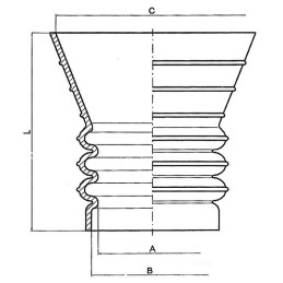 ENTONNOIR EN CAOUTCHOUC POUR TUBE Ø160 -154/3 300 HT 325