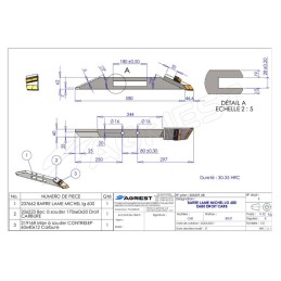 BARRE LAME MICHEL LG 600 EA80 DROIT CARB