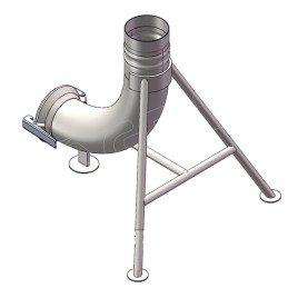 SUPPORT COUDE 90° GALVA Ø150  PR CONE CAOUTCH OUC