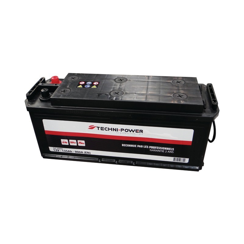 BATTERIE 12V-135AH/900A + A GAUCHE SUR LA LARGEUR TECHNI-POWER