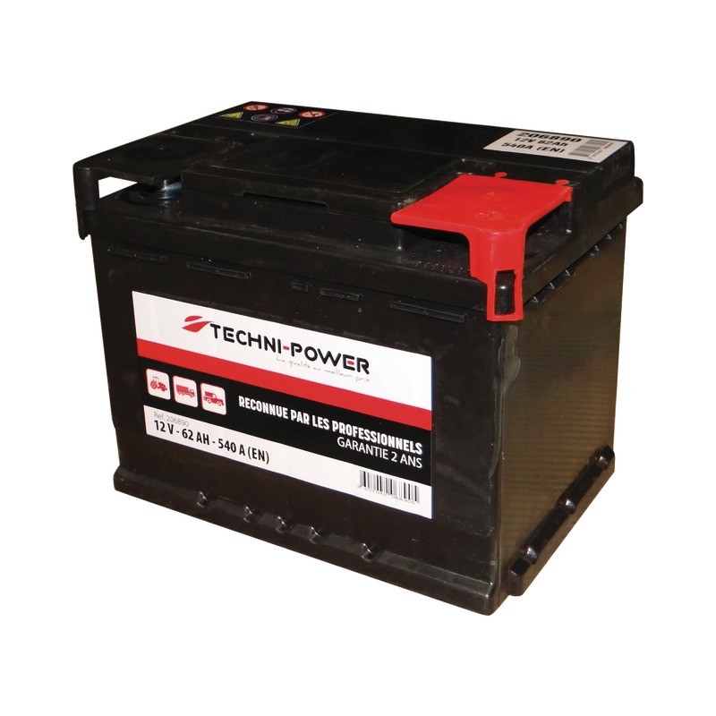 BATTERIE 12V-62AH/540A + A DROITE TECHNI-POWER