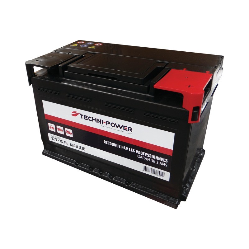 BATTERIE 12V-75AH/680A + A DROITE TECHNI-POWER