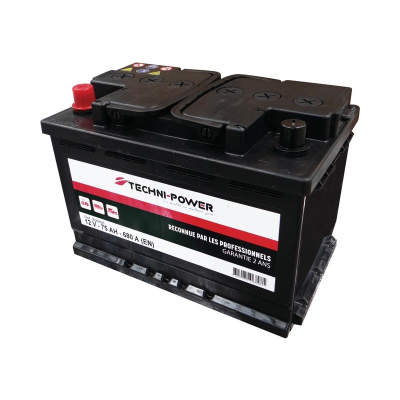 BATTERIE 12V-75AH/680A + A GAUCHE TECHNI-POWER
