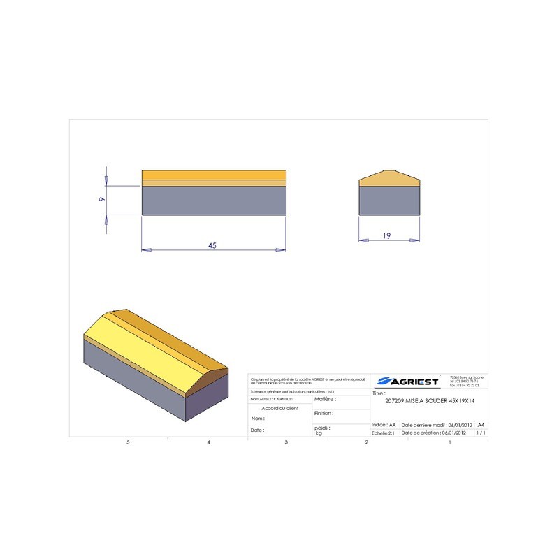 MISE A SOUDER HERSE 45X19X14