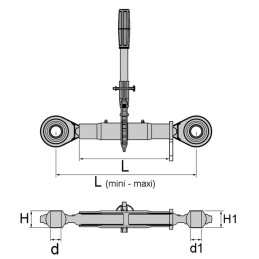 BARRE DE POUSSEE MECANIQUE A CLIQUET ROTULE-ROTULE LG 425-565 CAT3