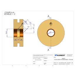 POULIE Ø 200 HAUTEUR 70 BAGUE Ø50 + TROU M8