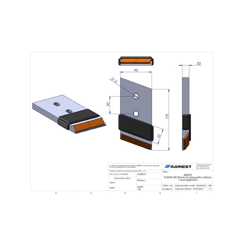 POINTE ADAPTABLE GB CARBURE DROITE LG 90mm RE CHAR