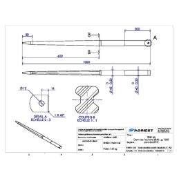 DENT DE FOURCHE Ø42/40 LG 1000 PERCEE Ø12