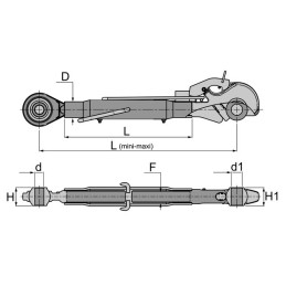 BARRE DE POUSSEE MECANIQUE ROTULE-CROCHET LG 660-945 CAT3