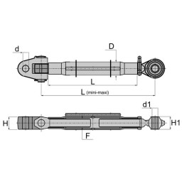 BARRE DE POUSSEE MECANIQUE CHAPE-ROTULE LG 580-835 CAT CNH