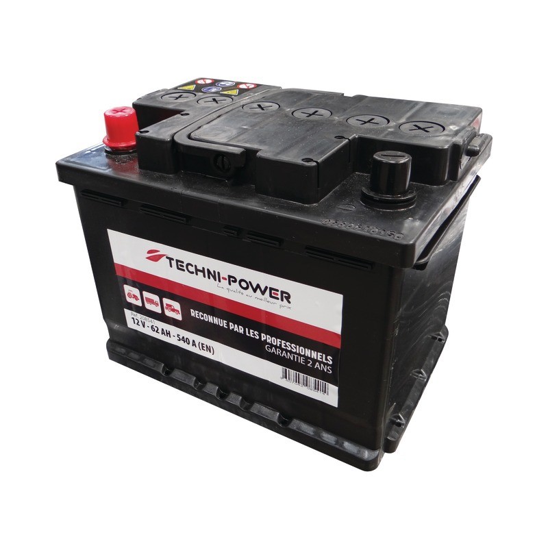 BATTERIE 12V-62AH/540A  + A GAUCHE TECHNI-POWER