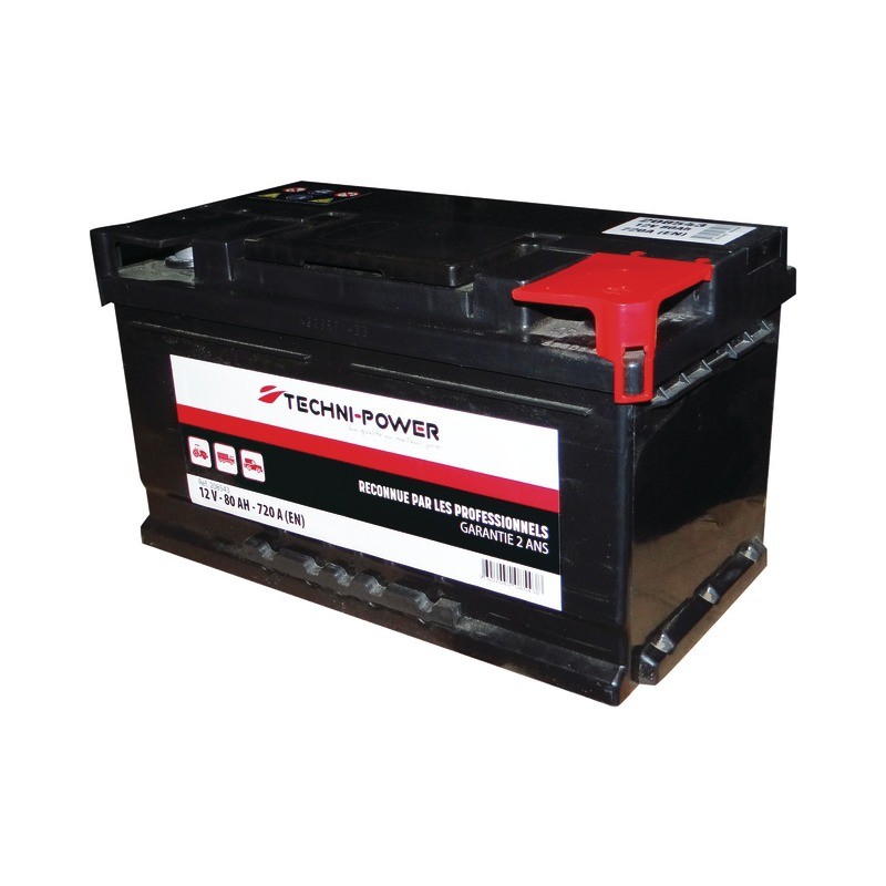 BATTERIE 12V-80AH/720A  + A DROITE TECHNI-POWER