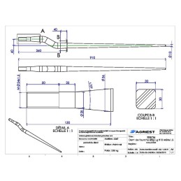 DENT DE FOURCHE Ø36 LG 910 M24X1.5 PROFIL CAR