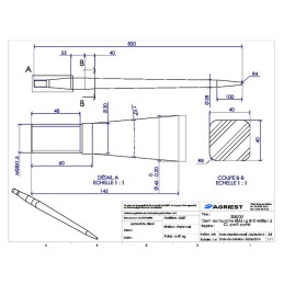 DENT DE FOURCHE Ø45 LG 810 M28X1.5 CL PROFIL CARRE