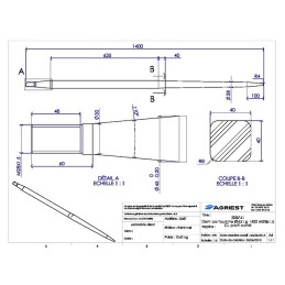 DENT DE FOURCHE Ø45 LG 1400 M28X1.5 CL PROFIL CARRE