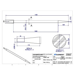 DENT DE FOURCHE Ø50 LG 1400 M28X1.5 PROFIL LI SSE