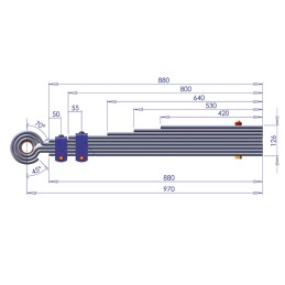 KIT RESSORT DE FLECHE 9 LAMES12T +3 BRIDES EC ECROUS NYLSTOP