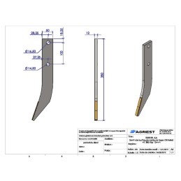 DENT DE BUTTEUSE CARBURE TYPE GRIMME 10061039 HT370 EP 12mm