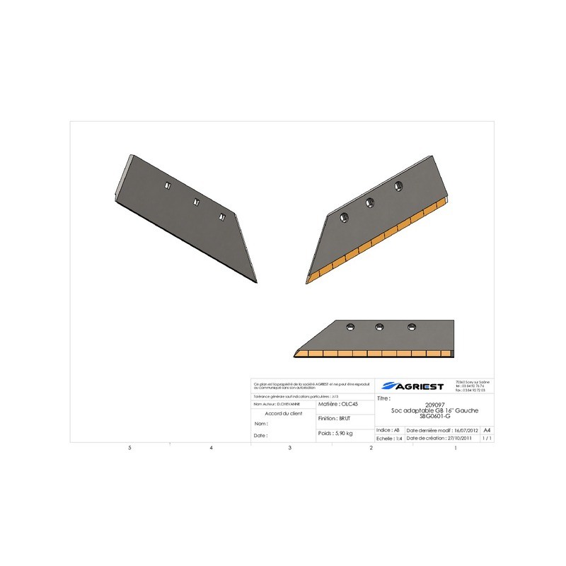 SOC ADAPTABLE GB 16" CARB GAUCHE 172613G