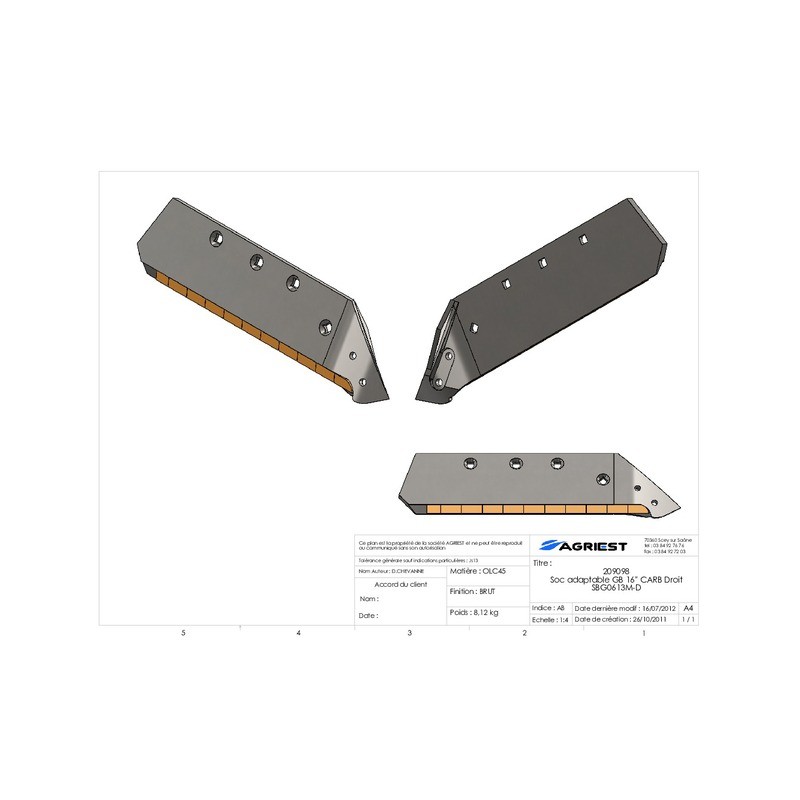 SOC ADAPTABLE GB 16" CARB DROIT 173614D