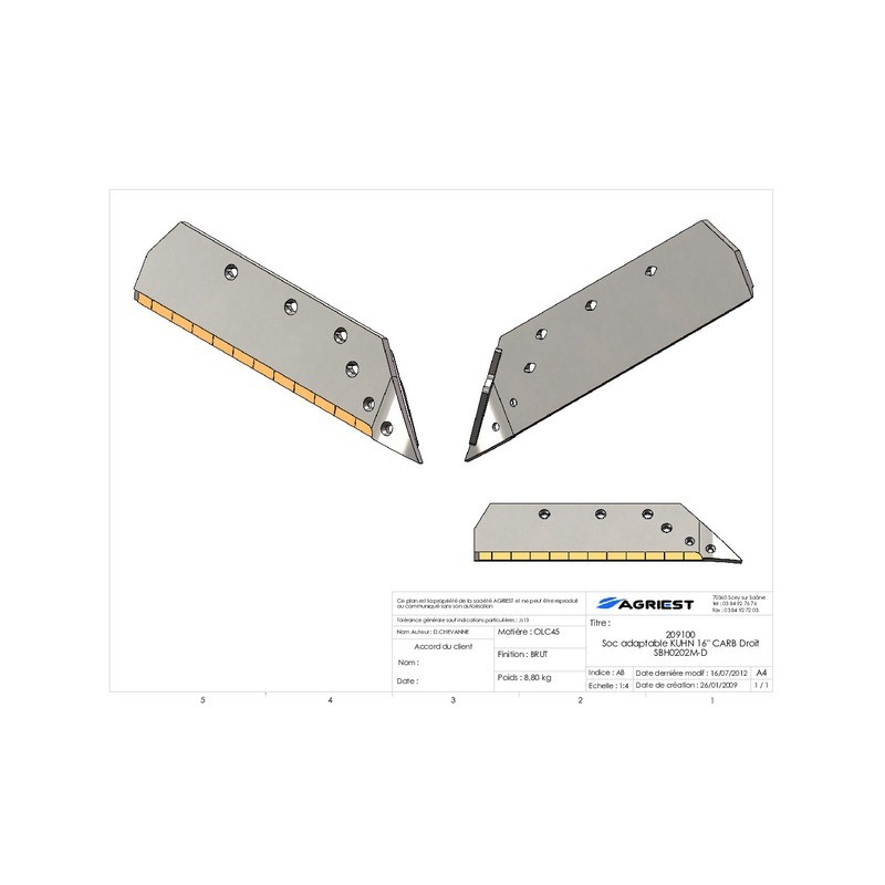 SOC ADAPTABLE KUHN 16" CARB DROIT 622234D