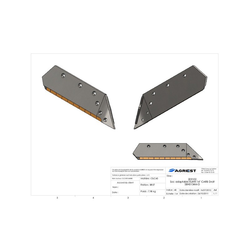 SOC ADAPTABLE KUHN 14" CARB DROIT 622134D