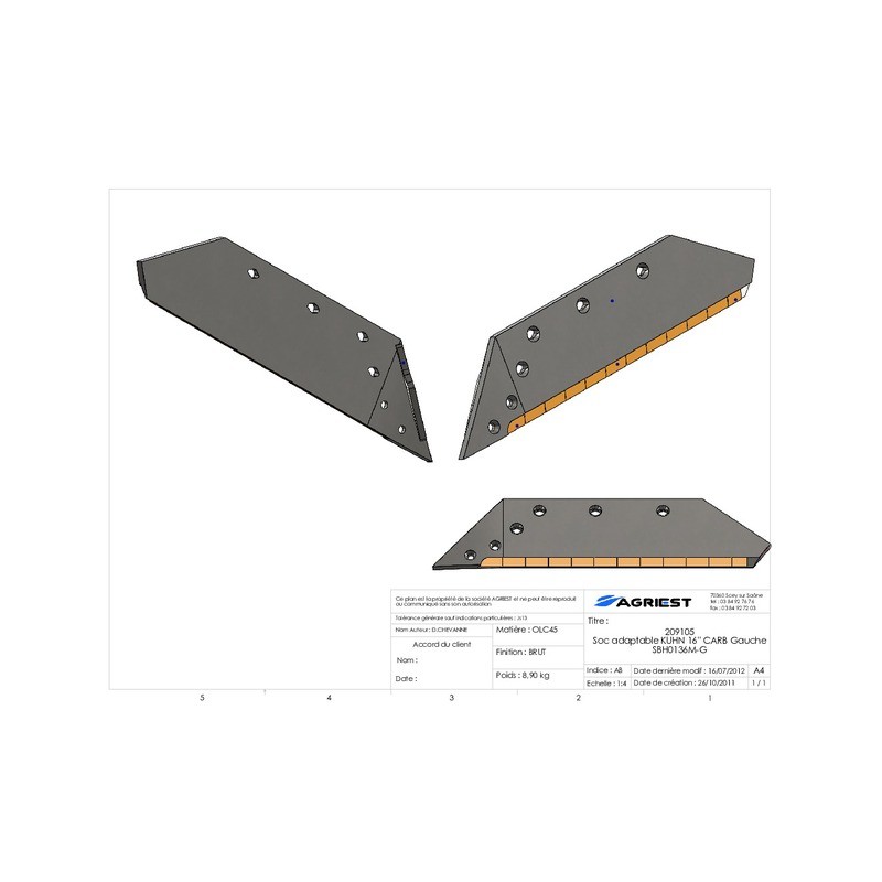 SOC ADAPTABLE KUHN 16" CARB GAUCHE 622213G
