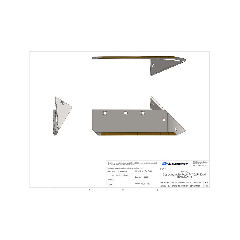 SOC ADAPTABLE NAUD 14" CARB DROIT 031 189D