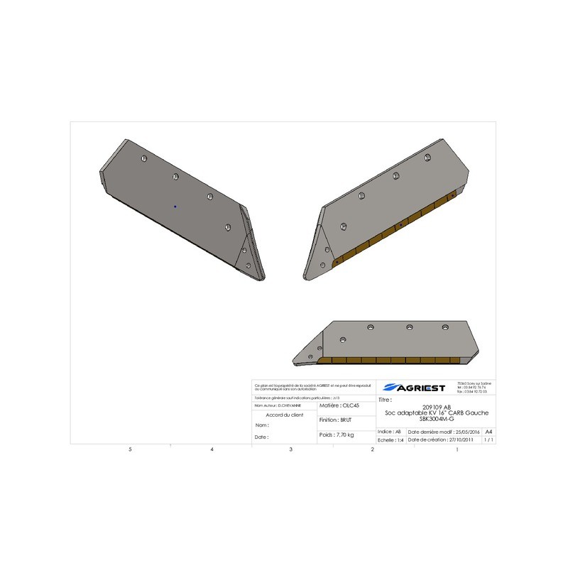 SOC ADAPTABLE KV 16" CARB GAUCHE 073005G