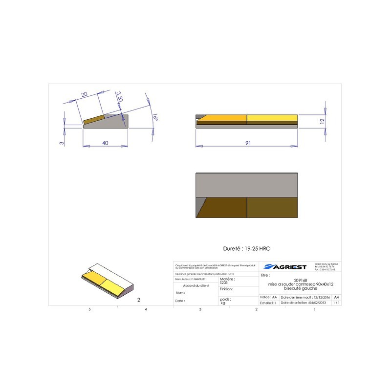 MISE A SOUDER CONTRESEP90X40X12 BISEAUTE G CA ARB