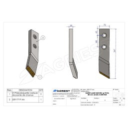 BARRE LAME MICHEL lg 70 EA80 mm droite CARB N NM