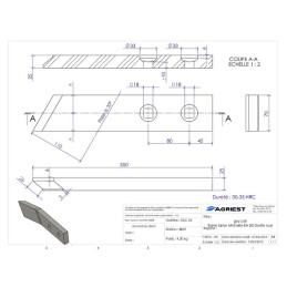 BARRE LAME MICHEL lg 70 EA80 mm droite CARB N NM