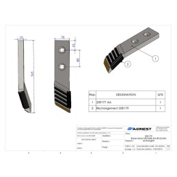 BARRE LAME MICHEL lg 70 EA80 mm rechargée dro oite CARB NM