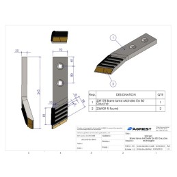BARRE LAME MICHEL lg 70 EA80 mm rechargée gau uche CARB NM