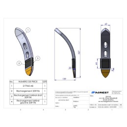 SOC DE CHISEL 360X60X20 EA45-85 Ø12 RECHAR. 3 FACES CARB