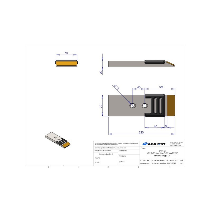 BEC DE DECHAUMAGE 220X70X20 CARB KV KK053090 recharge
