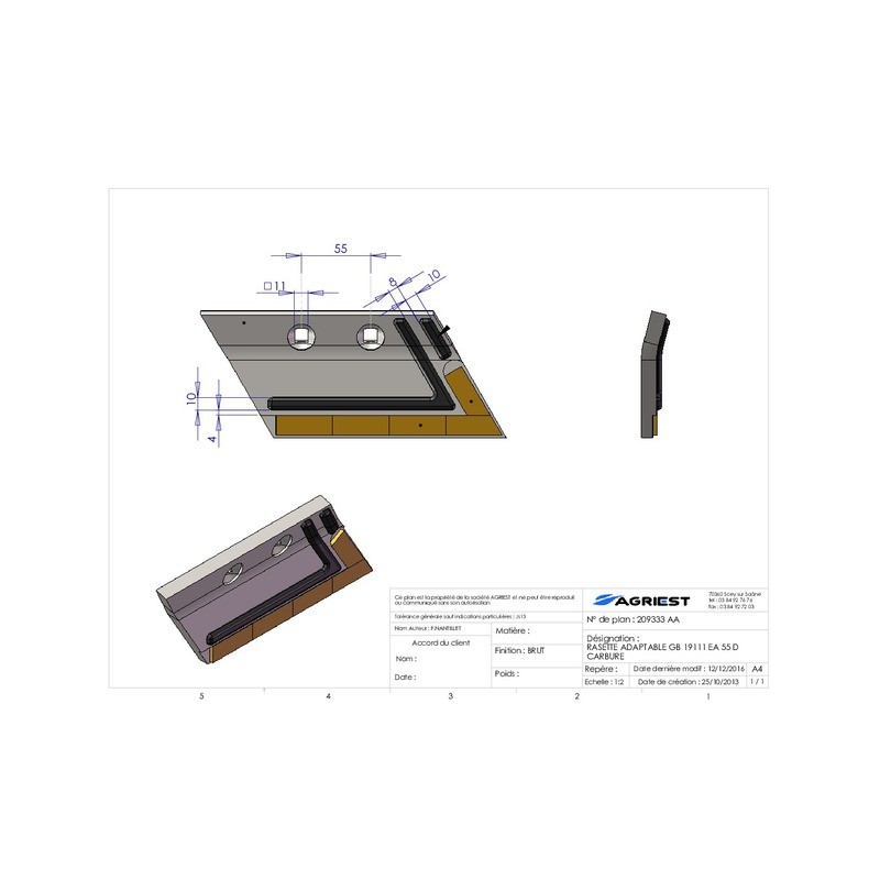 RASETTE ADAPTABLE GB 19111/12 EA 55 D CARBURE E