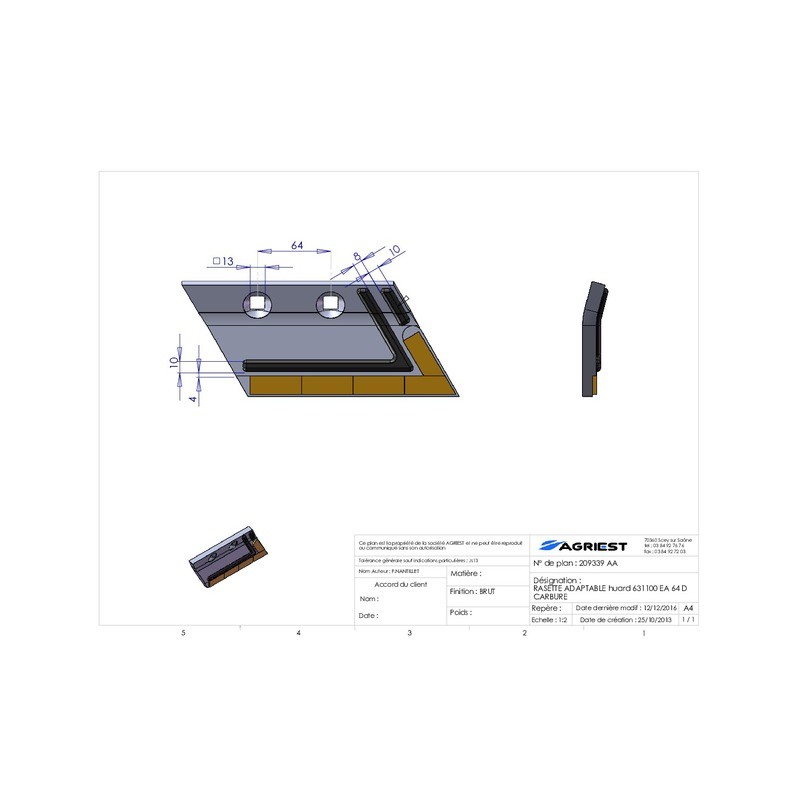 RASETTE ADAPTABLE HUARD 631100 EA 64 D CARBUR RE