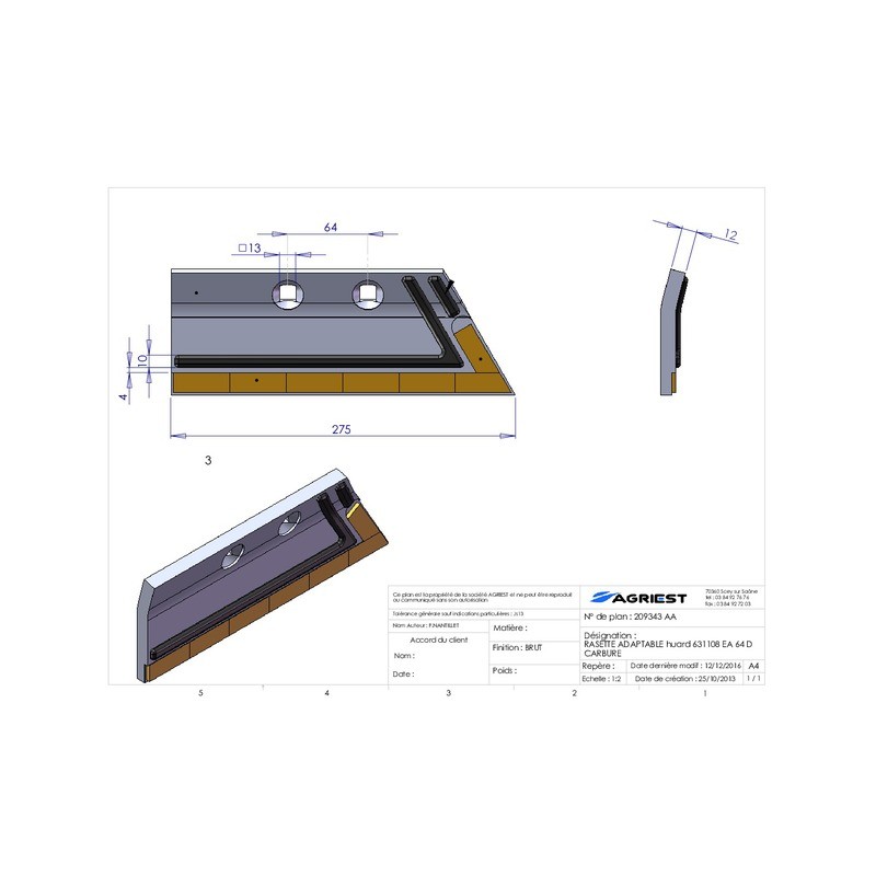 RASETTE ADAPTABLE HUARD 631108 EA 64 D CARBUR RE