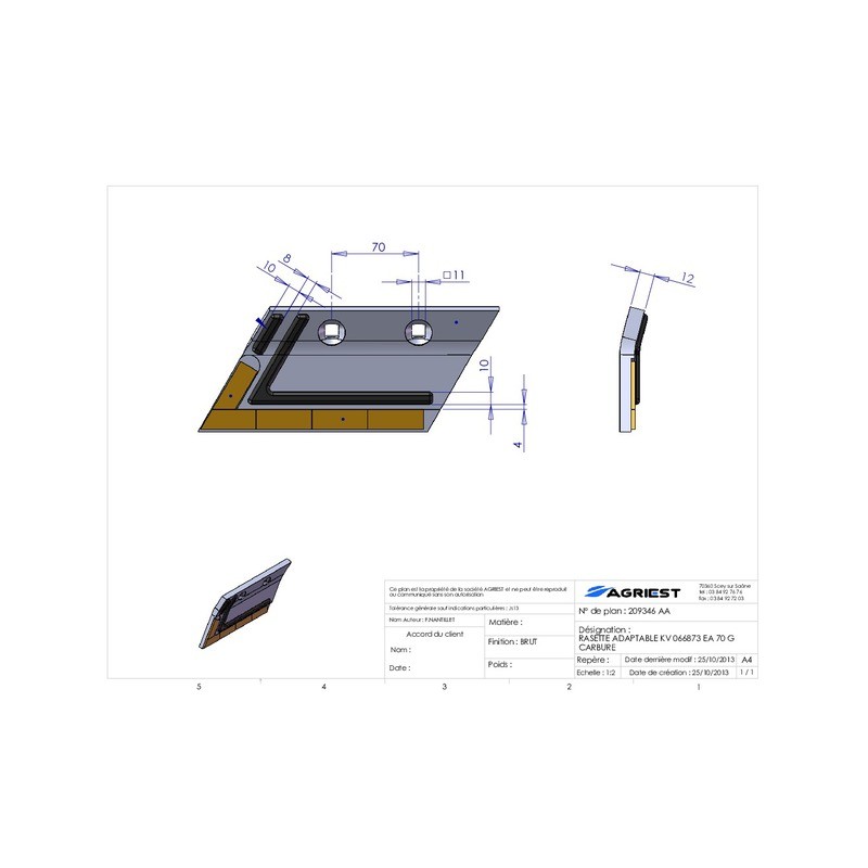 RASETTE ADAPTABLE KV 066873 EA 70 G CARBURE