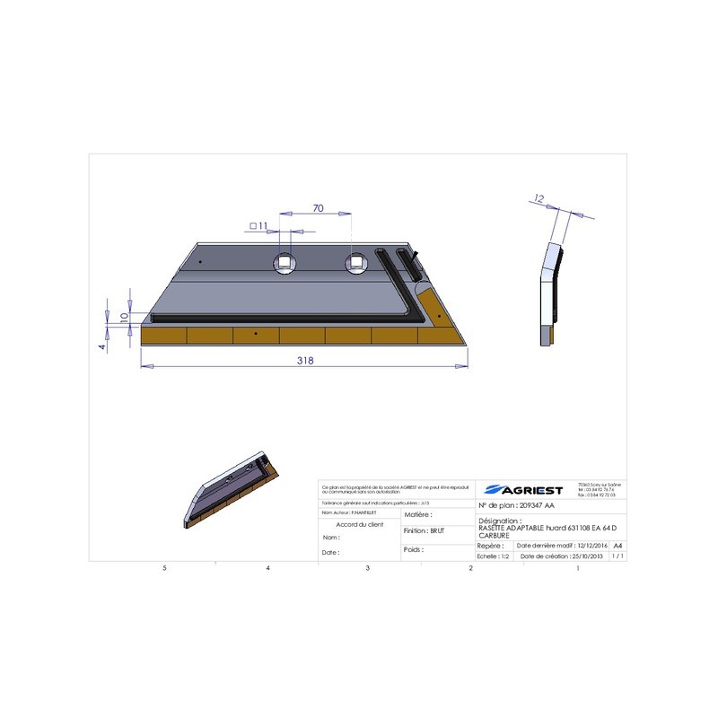RASETTE ADAPTABLE KV 066868 EA 70 D CARBURE
