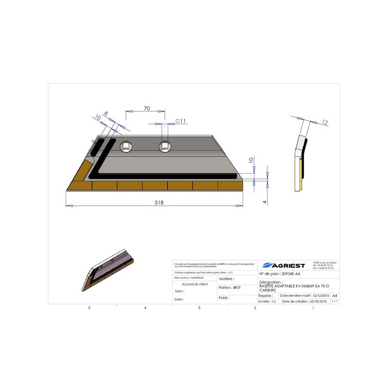 RASETTE ADAPTABLE KV 066869 EA 70 G CARBURE