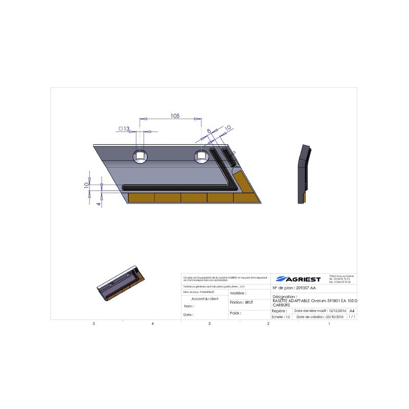 RASETTE ADAPTABLE OVERUM 591801 EA 83 D CARBU URE