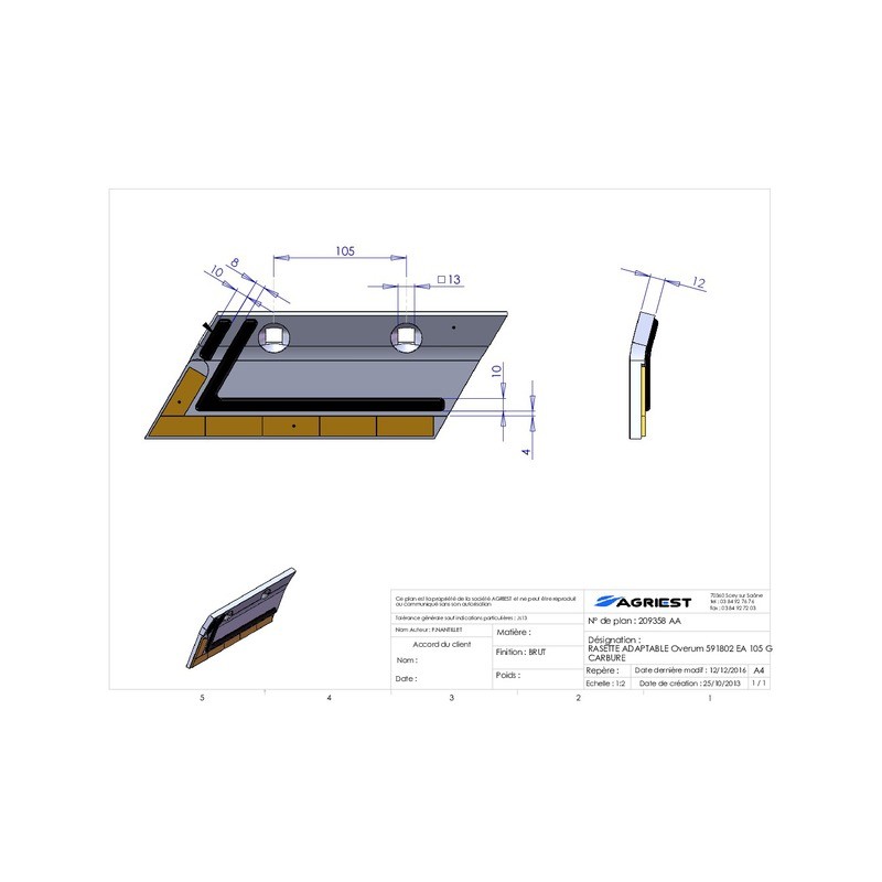 RASETTE ADAPTABLE OVERUM 591802 EA 83 G CARBU URE