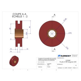 POULIE NUE BAGUEE Ø 180 TYPE CU