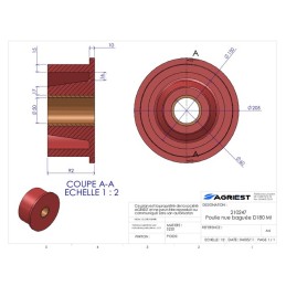 POULIE NUE BAGUEE Ø 180TYPE MIRO