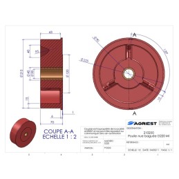 POULIE NUE BAGUEE Ø 220TYPE MIRO