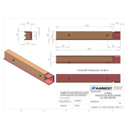 PALETTE EQ BOIS SAPHIZ  LG 420 DROITE
